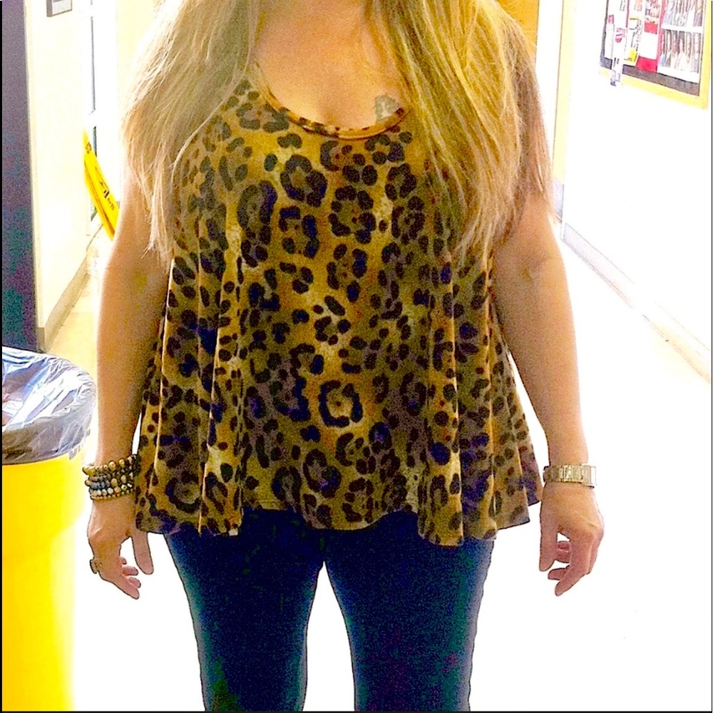 Plus Size LEOPARD TOP BLOUSE SLEEVELESS Sz 3x